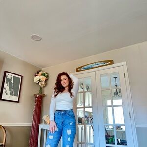 Women’s High-Rise Distressed Blue Jeans